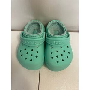 Girls Crocs‎ faux fur mint green size